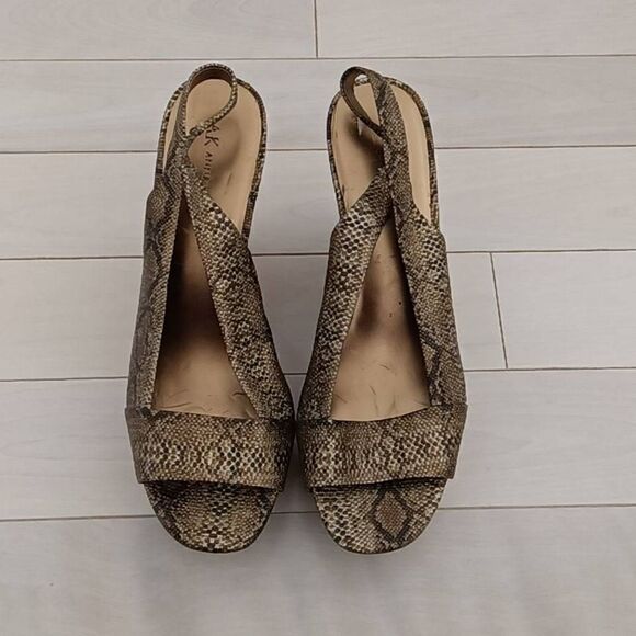 Anne Klein Women's AK Fortuna Snake Skin Pattern Wedge Slingback Sandals 9.5M - Picture 2 of 6
